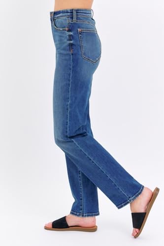 Judy Blue High-Waist Straight Leg Jeans – Medium Wash for Everyday Comfort 8601-3