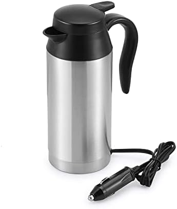 Sunsbell Portable Electric Car Kettle - 650ml Car Kettle Water Boiler 12V Car Heating Travel Cup Stainless Steel Car Heated Travel Mug Car Coffee Cup Warmer with DC 12V Charger for Car (Sliver)
