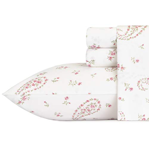 Image of Laura Ashley - King Sheets, Soft Sateen Cotton Bedding Set - Sleek, Smooth, & Breathable, Coquette Room Decor (Bristol Paisley, King)