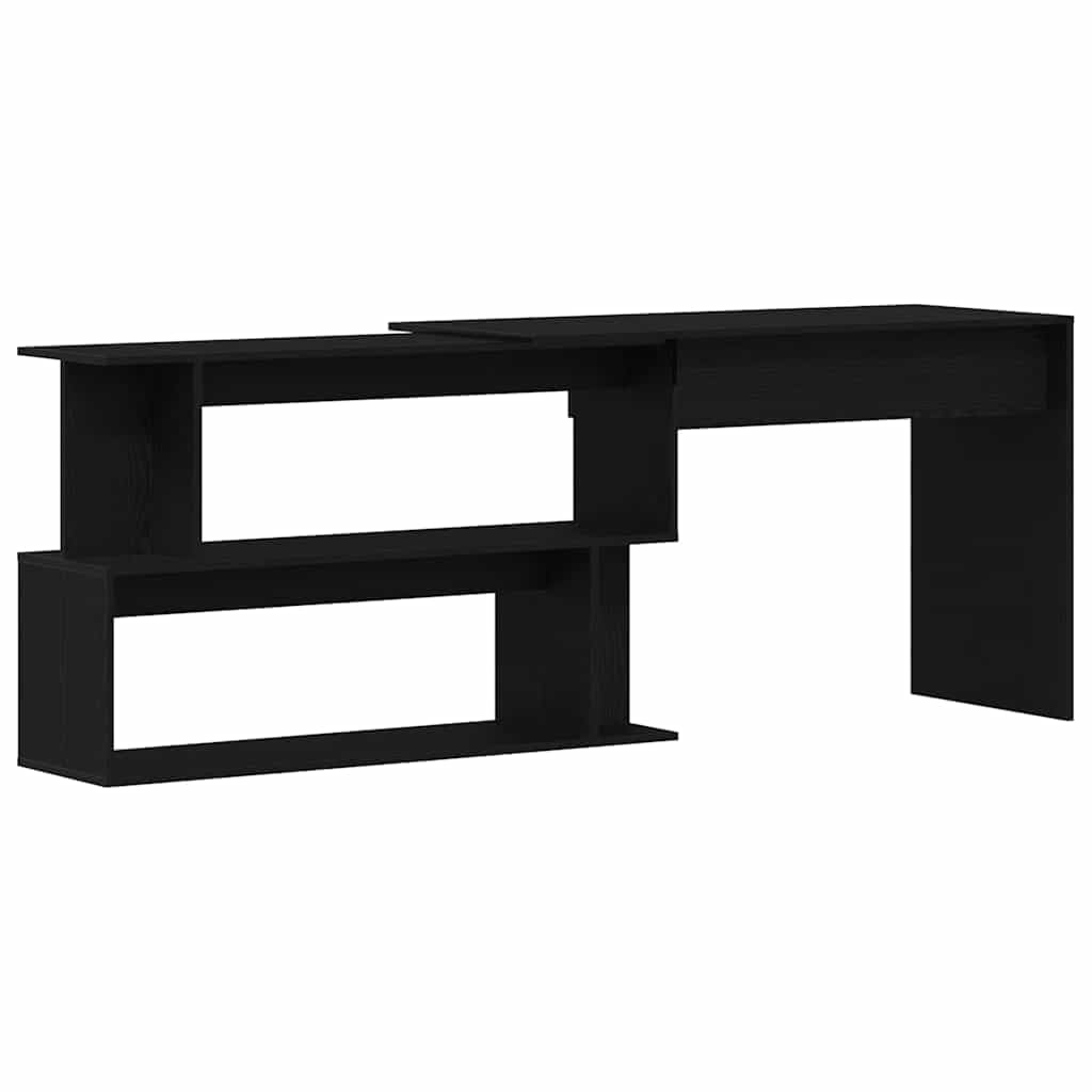 Scrivania Rovere Nero in Legno Ingegnerizzato, 200x50x76 cm | Tavolo da studio salvaspazio e moderno per camera o ufficio, ideale per computer e scrittura.