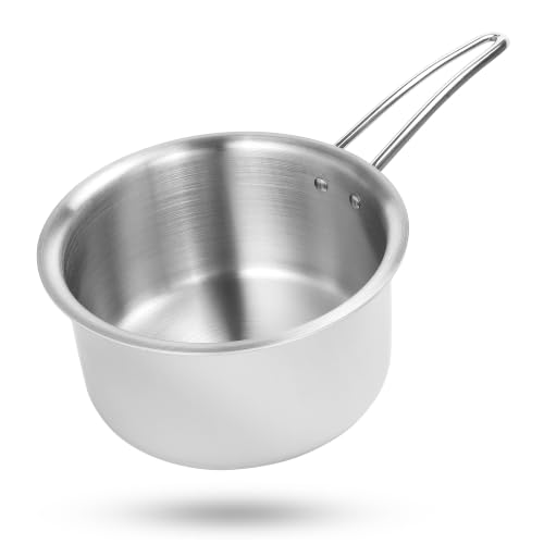 Image of Hornbills Triply Stainless Steel 17cm / 2.2 L Teapan, Saucepan with Rivetless Stay Cool Handle, Faster Heating, Easy to Clean, Full Induction Bottom Chai Pot Milk Boiler with Handle (5 Years Warranty)