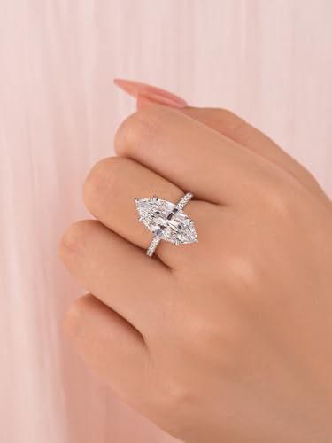 5.5CT Marquise Cut Engagement Ring for Women, Elegant 925 Sterling Silver 5A Cubic Zirconia Simulated Diamond Bridal Wedding Promise Ring3