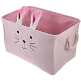 Garneck 漫画風ウサギ柄製収納バスケット 大容量ファブリックボックス 衣類やタオルの整理に 持ち手付き リビングルーム クローゼット用