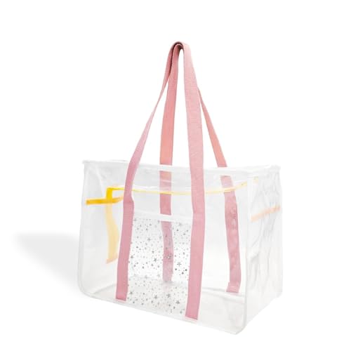 Women's Clear Beach Tote Bag – Waterproof PVC Transparent Handbag – Large Sandproof Shoulder Bag for Stadium, Travel, Gym, Pool and Outdoor Use