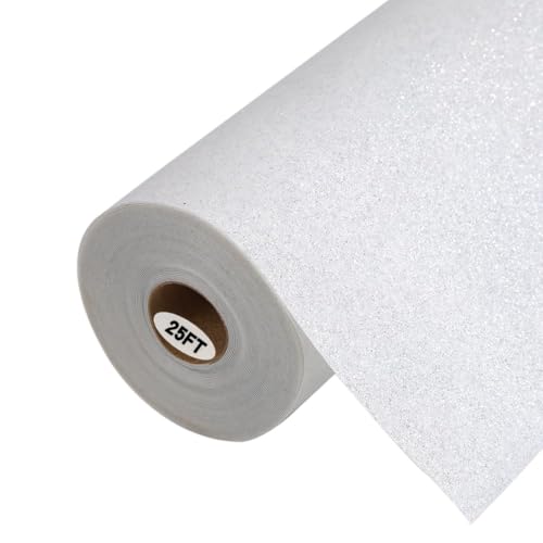 Image of guangyintong Glitter Heat Transfer Vinyl 12 inch x 25ft White Iron on Vinyl | Glitter HTV Vinyl Rolls for All Cutter Machine & for T Shirts - Easy to Cut & Weed for Heat Transfer Design