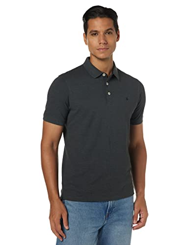 Jack & Jones Herren Slim Fit Polo Shirt JJEPAULOS Uni Sommer Hemd Kragen Kurz Arm Basic Pique Cotton, Dark Grey Melange/Detail:tonal/Black/Slim , M