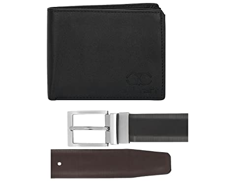 Image of Amicraft PU Leather Men's Combo Pack Of Wallet & Reversible Belt Gift Set