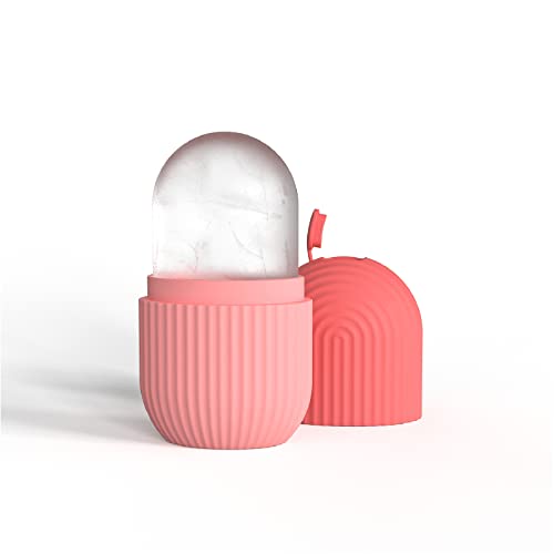 Joyeee Ice Roller, massage de la glace pour les yeux réutilisable, beauté du visage, soins de la peau compresse de glace rétrécit les pores réduit les poches améliore l'élasticité de la peau, rose Cover