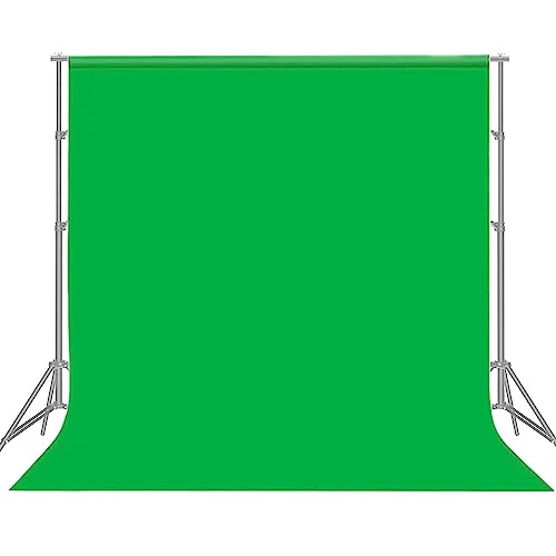 Green Screen Fotohintergrund 3x3 m, Bonvvie Faltenresistenter Fotografie Hintergrund Grün Chromakey Musselin Hintergrund für Photo Video Studio, Fernsehen, Zoom, YouTube, Online-Meetings