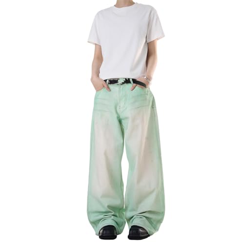 GUOYUXIAO Men's Jeans American-Style Denim Pants for Women Relaxed Straight-Leg Washed Long Pants Trouser for Men2