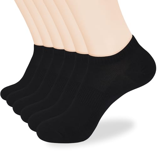 Corlap Womens Ankle Cotton Socks - No Show Low Cut Athletic Running Soft Thin White Socks 6 Pairs