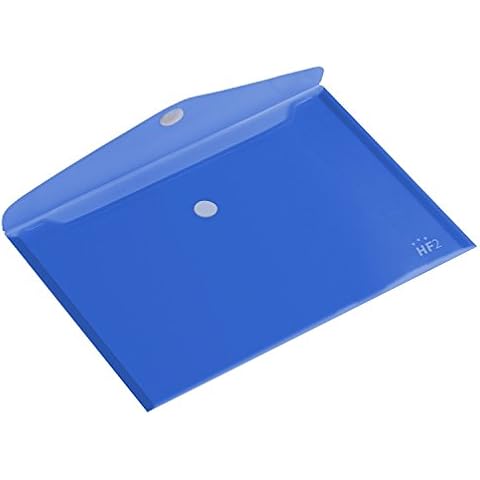 HF2 Wallet Folder (Pack of 10) | A5 Size | Envelope Document Folder with Hook & Loop Closure | Clear Blue | for Home, Offices, School & Businesses | Landscape Document Organizer & Holder Cover