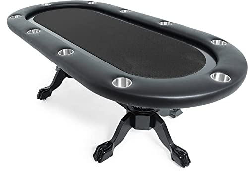 Bbo Poker Elite Poker Table For 10 Players With Suited Speed Playing Surface, 94 X 44-Inch Oval, Includes 6 Dining Chairs (Black) #TOP1