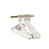 Perchas de alambre de metal para ropa, perchas estándar para camisas, pantalones, vestidos, pantalones, chaquetas (10, blanco)