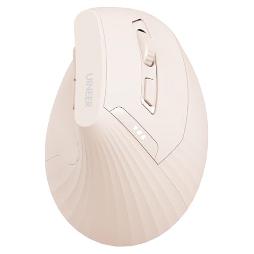 Uineer Vertical Mouse Wireless,Bluetooth Mouse with BT5.0/4.0/2.4G, Rechargeable with Battery Indicator,Ergonomic Design for Comfort and Reduced Wrist Strain, Ideal for Home,Office Use,Pink