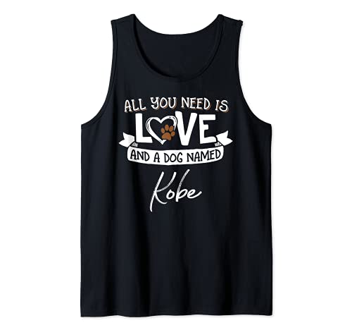 Cute Dog Named Kobe Design for Women and Men Tank Top, Black