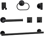 Ensemble de matériel de salle de bains noir Matte 7-Piece Barres de serviette en acier au carbone, anneau de serviette, crochets & Porte-papier hygiénique - Sauvetage de l'espace & Élégant pour les salles de bains modernes