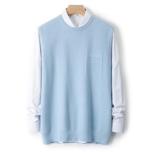 Men’s Round Neck 100% Wool Sleeveless Vest Spring Fall Casual Lightweight Knitted Pullover2