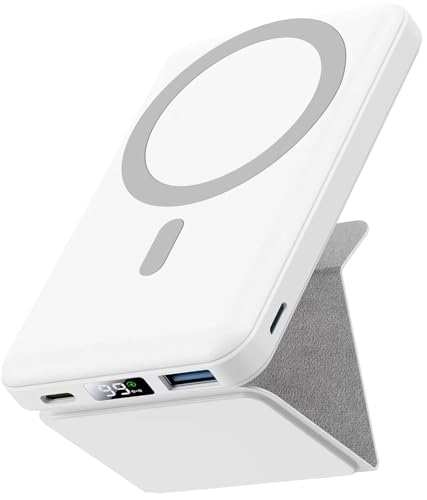 Power Bank 10000mAh Magnético Bateria Externa mag-Safe,Yiisonger PD 22.5W Carga Rapida Inalámbrico Cargador Portátil con Bracket y Pantalla LED y USB-C Compatible con iPhone 15/14/13/12 Pro/Pro MAX