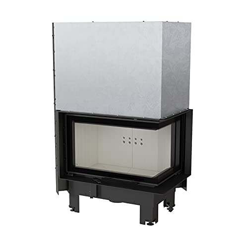 KRATKI Inserto per camino in acciaio a legna MBM 10 kW Ø200 destro A+ aria | Acciaio nero, efficienza 81%, classe A+. Ecodesign, BImSchV 2, Kratki PRO; per recupero calore.; combustione efficiente
