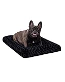KSIIA Washable Dog Bed Anti-Slip Dog Crate Beds Deluxe Plush Kennel Pad Comfy Pet Sleeping Mat for Small Dogs, 23' x 18', Black