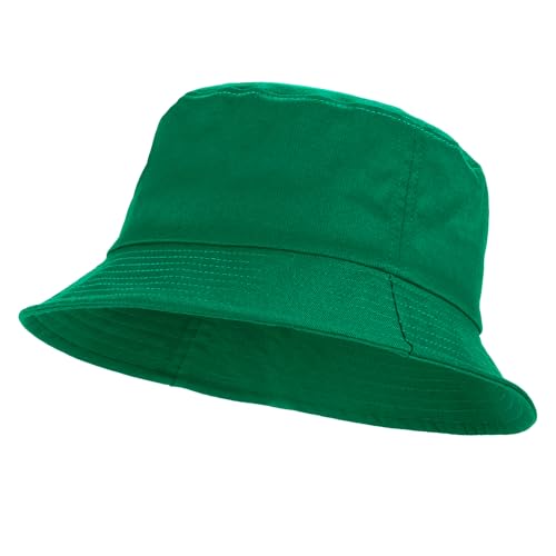 Umeepar Unisex Cotton Packable Bucket Hat Sun Hat Plain Colors for Men Women (Green)
