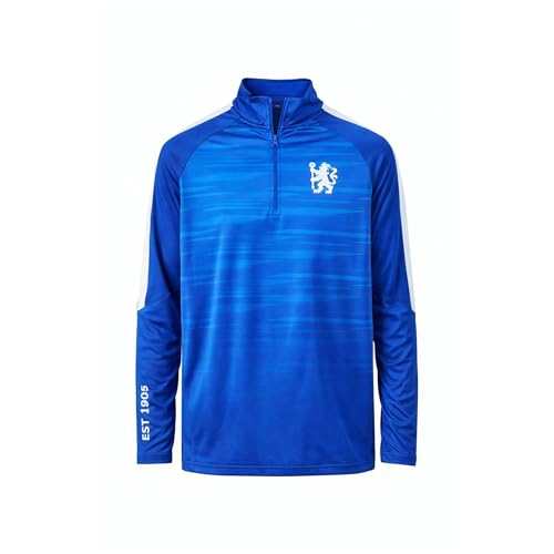 Chelsea Camiseta oficial del Football Club con cremallera de un cuarto - Jersey de entrenamiento de fútbol azul real para hombre, Multicolor, S