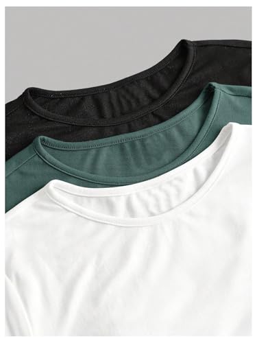 Floerns Girl's 3 Pcs Long Sleeve T Shirts Round Neck Ruched Solid Tee Shirts3