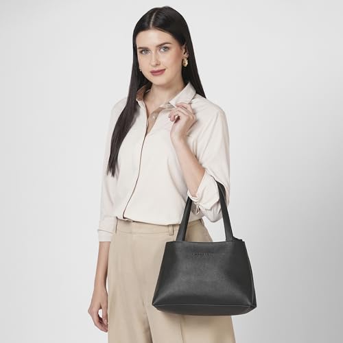 Image of Caprese Elena Small Satchel Shoulder Bag for Women with Zipper Closure | Embossed Logo | Spacious Handbag with Main Compartment | Elegant & Durable for Daily Use