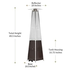 Patio heater kezato outdoor pyramid patio heater with cover and wheels 42000 btu glass tube propane heater for commercial and residential use bronze  urban country home decor