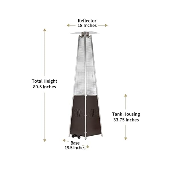 Patio heater kezato outdoor pyramid patio heater with cover and wheels 42000 btu glass tube propane heater for commercial and residential use bronze  urban country home decor
