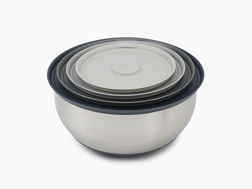 Joseph Joseph 4-teiliges Edelstahlschüsseln-Set mit Deckeln - Edelstahl, Silber