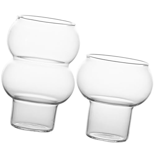FUNNETOYU Vasos Reutilizables de Vidrio para Postres y Bebidas Diseño Transparente, Fácil de Limpiar, Práctico para Decoracion Verano en Fiestas y Bodas, Paquete de 2