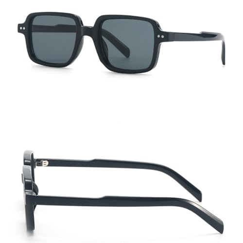 Classic Vintage Luxury Sunglasses for Women Men Trend Big Frame Punk Popular Rivet(Black Black)4