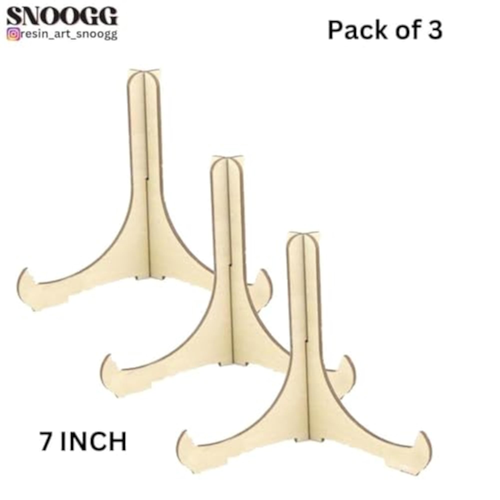 Pack of 5 Foldable MDF Easel Plate Holder Display Stand, 7 Inch
