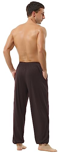 Hoerev Hommes Super Soft Modal Spandex Harem Yoga / Pilates Pantalons, Marron, L – vue 5