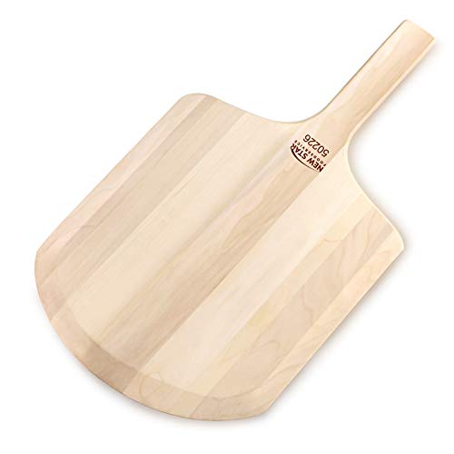 Image of New Star Foodservice 50226 Restaurant-Grade Wooden Pizza Peel, 14 inch L x 12 inch W Plate, with 8 inch L Wooden Handle, 22 inch Overall Length