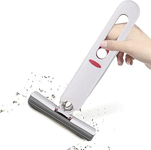 ミニポータブルモップ スポンジモップ フロアモップ フローリング フロアワイパー 絞り器付き フラットモップ 吸水モップ 掃除モップ スポンジワイパー 超吸収性 水拭きモップ セルフ スクイーズ ハンドヘルド床クリーニング モップ 乾湿両用可 手洗い不要