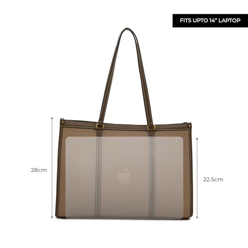 Image of Miraggio Women's Caitleen Solid 14 Inch Tote Bag With 3 Compartments | Tote Bags For Women Office Use Work & Travel Handbag