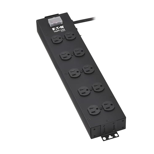 Eaton Tripp Lite Series Regleta de Energía Industrial de 10 Salidas, Metal, Opción para Montaje en Pared o Bajo Escritorio, Cable de Extensión de 15 pies, Interruptor con Cubierta, Negro (UL800CB-15) miniatura 1
