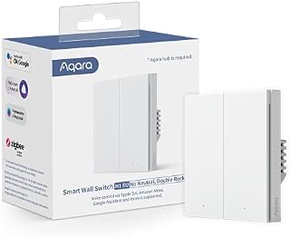 Aqara Smart Wall Switch H1 (No Neutral, Double Rocker), Requires Zigbee AQARA HUB, Remote Control Light Switch for Smart Home, Compatible with Amazon Alexa, Apple HomeKit, Google Assistant, IFTTT