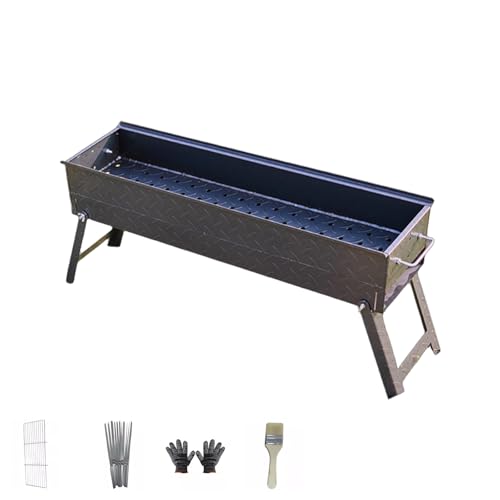 Barbacoa Carbon Portatil Camping Soporte Plegable Placa de Acero Engrosada Parrilla de Carbón para Viajes, Cocina al Aire Libre, Patio Trasero, Jardín(60 * 19 * 35cm)