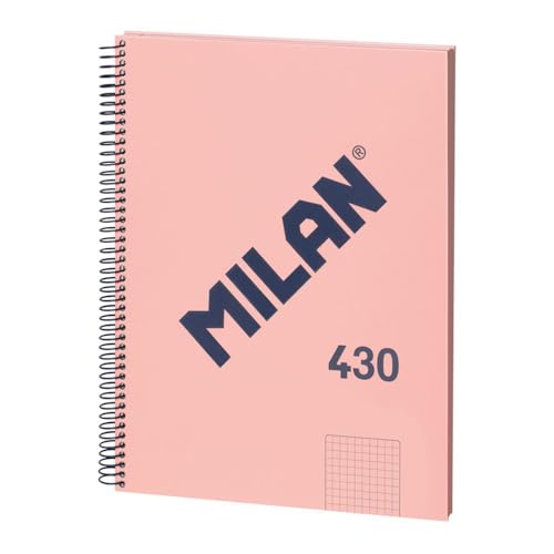 MILAN® Cuaderno A4 con tapa dura, cuadrícula 5x5mm, 80 hojas, papel de 95 gr/m², serie 1918, rosa