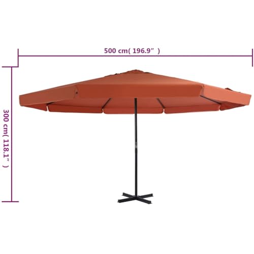 Parasol de jardin XL 500 cm en aluminium blanc pour grande terrasse - 6