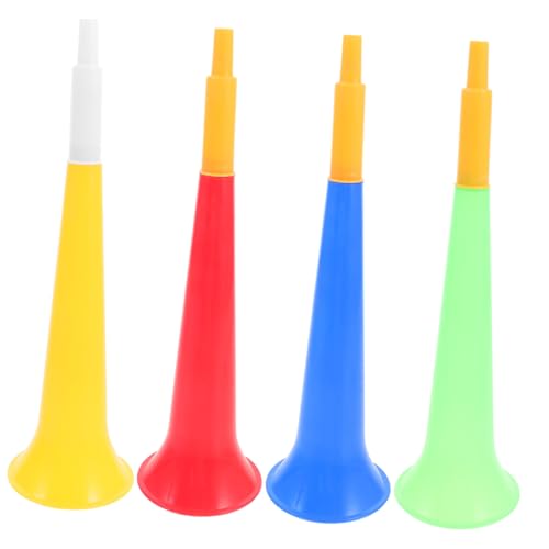 FRCOLOR Bocinas De Fútbol Juguetes Que Hacen Ruido Para Niños Tamaño Estándar Plástico Multicolor Accesorios Para Animar Fiestas Infantiles y Eventos Deportivos Pack De 4