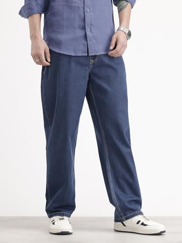 Image of WROGN Men's Pure Cotton Jeans | Solid | Loose Fit