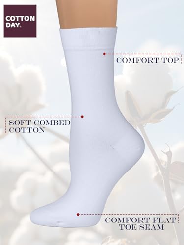Image of COTTON DAY Women's Soft Combed Cotton Socks Seamless Toe Black White Navy
