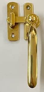 Maniglia A Leva Per Finestre E Porte - In Ottone Lucido, Versione Destra, Con Viti Incluse