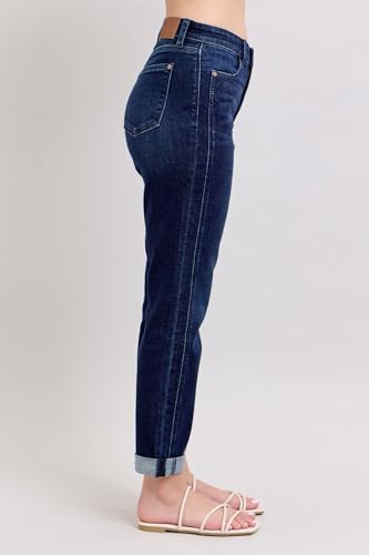 Judy Blue High Waist Boyfriend Jeans for Women | Stretchy Relaxed Fit Denim | Cuffed & Uncuffed Options – 826464