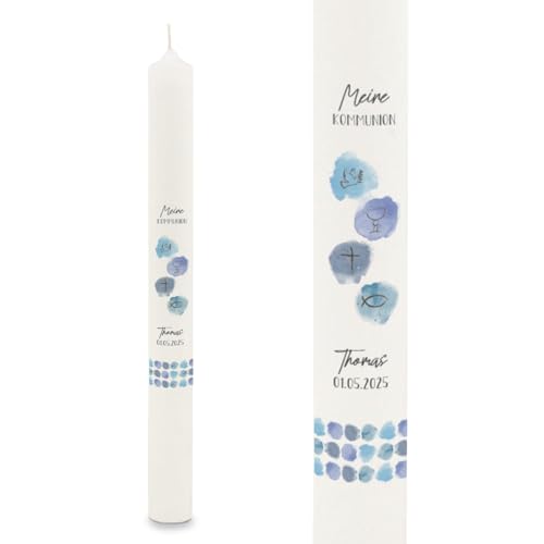 GRAVURZEILE Bedruckte Stabkerze - Watercolor - Personalisiert mit...